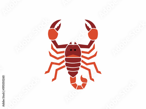 Stylized Red Scorpion Vector Graphic Isolated on White