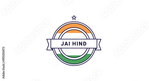 Jai Hind Indian National Flag Emblem Badge Symbol