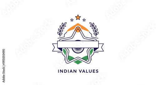 Indian Values Emblem with Traditional Symbols and Cultural Elements