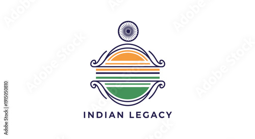 Indian Legacy Emblem with Lotus and Tricolor Design