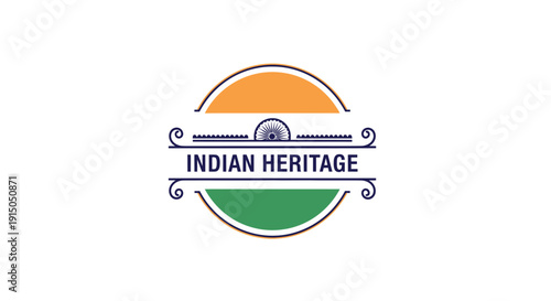 Indian Heritage Logo with Tricolor Design and Circular Emblem