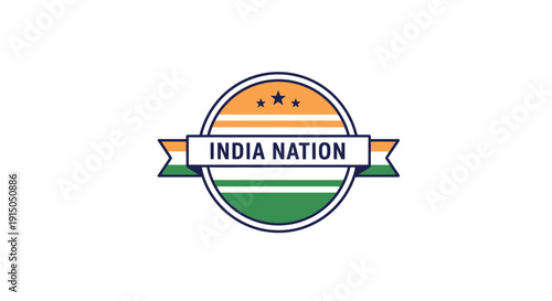 India Nation Emblem Logo with Tricolor Design