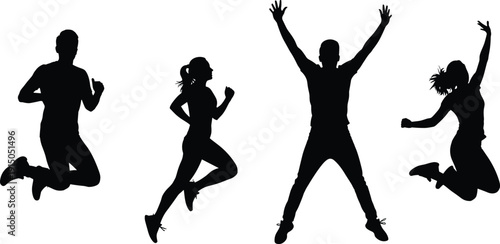 Mega collection of black silhouettes featuring standing jumping and playing children pointing women musicians sitting people dancers and various tree species isolated on white background (