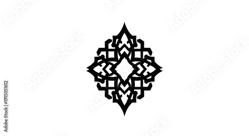 Black Geometric Pattern Symmetrical Design Element.