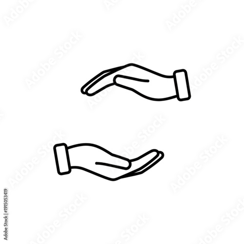 Minimalist protective hands icon vector image illustrating concepts of care support safety security insurance and human palm gestures in a clean line art style