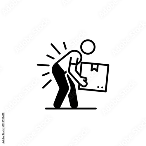 Man suffering from back pain lifting box vector image showing workplace injury safety hazard incorrect posture physical strain and health warning