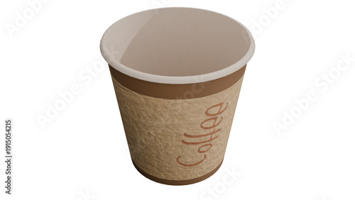 Isolated Coffee Cup Image: Brown paper cup with the word 'Coffee' on a black background, perfect for commercial use