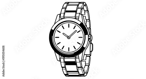 Elegant vintage-style wristwatch with metal bracelet and simple dial design