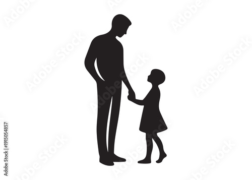 father's with children logo silhouette vector, fatherhood silhouette vector illustration, father and son logo silhouette, happy fathers day logo vector silhouette on white background