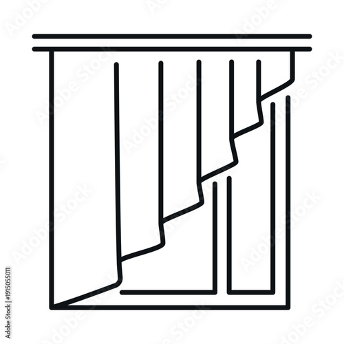 Vector illustration of a window icon with curtains used in home design and decoration