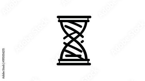 A minimalist icon of an hourglass, depicted in black lines on a white background