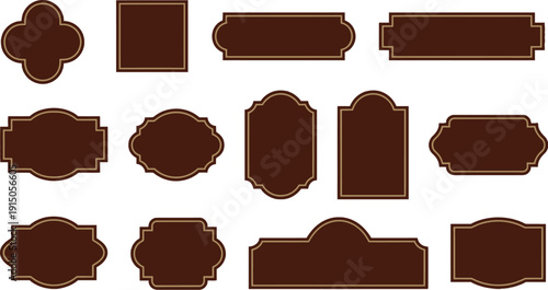 Vintage Brown and Gold Decorative Shapes for Labels and Signage - Vector Set