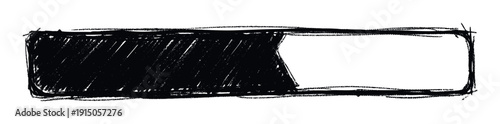 Sketchy black scribble progress bar indicating an incomplete status, ideal for user interface graphics, game development projects, and contemporary data visualization.