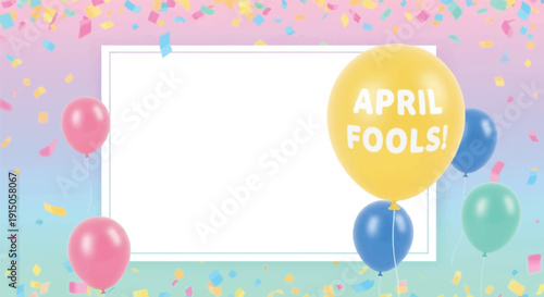 Celebrating april fools day with colorful balloons and festive decorations