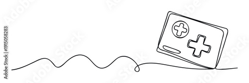 One continuous line art drawing of a modern game controller with buttons, perfect for gaming industry promotions or technology themed presentations.