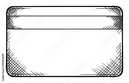 A versatile handdrawn sketch style black and white rectangular frame with rounded corners and textured shading provides a unique graphic component for various visual projects and