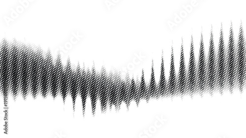 Abstract black and white halftone wave pattern illustration