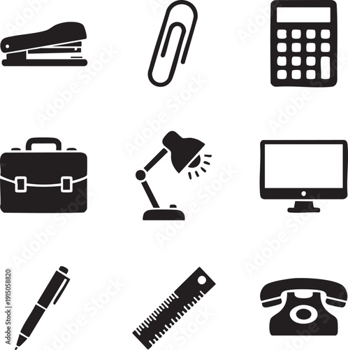 Quadro em tela Office Related Icons Collection For Corporate Design