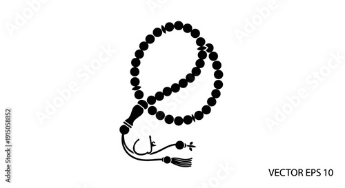 Black Prayer Beads on White Background 7.