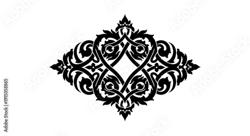 Black Ornate Symmetrical Design Element Illustration.