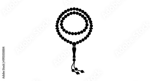Black Prayer Beads on White Background 2.