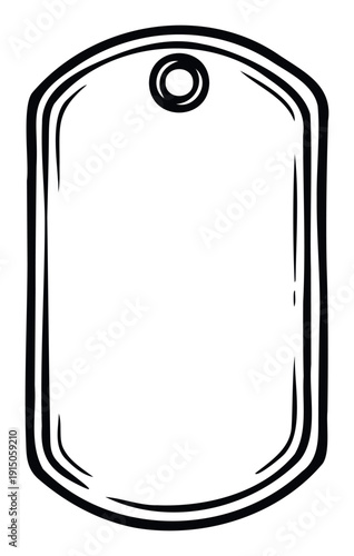 Blank military dog tag outline for graphic projects, identification themes, and customizable memorial or personal identity designs for various commercial applications.