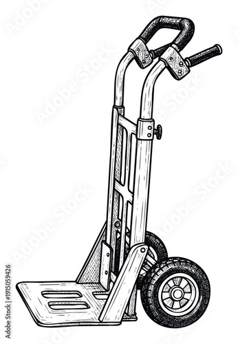 Sturdy hand truck equipment for transporting heavy loads and supplies, perfect for warehouse logistics, delivery services, and residential moving solutions.