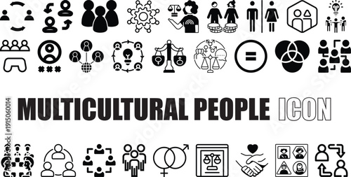 Multicultural People Icons Collection Equity, Belonging, Social Inclusion Vector Pack