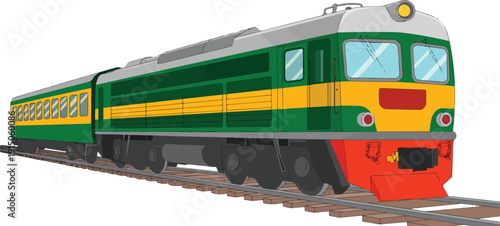 Vintage Diesel Locomotive Outline Icon Set Classic Passenger Train Concept