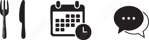 Cutlery Booking Reservation Dining Restaurant Food Icons