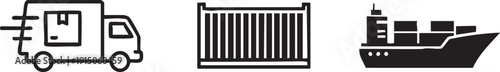 Delivery Shipping Truck Logistics Transport Service Icons