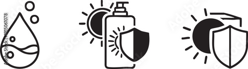 Face Wash Sunscreen Sunblock Skincare Protection Icons