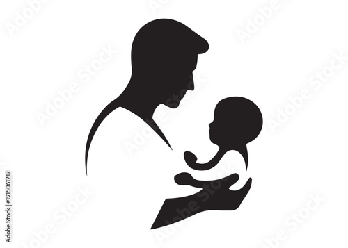 father's with children logo silhouette vector, fatherhood silhouette vector illustration, father and son logo silhouette, happy fathers day logo vector silhouette on white background