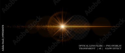 Colorful glowing lens flare with bright burst, smooth reflection, and flying light particles. Great for photo overlays, motion design, and bright effects.