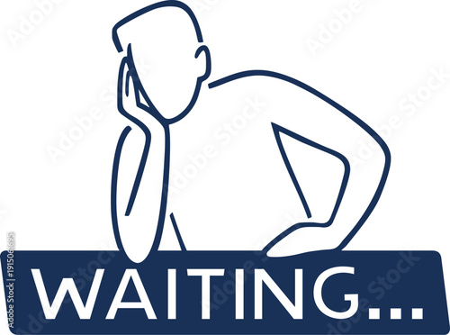 Bored man waiting illustration design