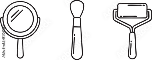 Handheld Mirror Beauty Tool Roller Skincare Icons