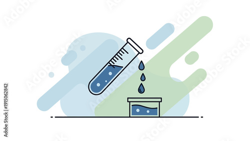 Laboratory test tube pouring liquid into container, science experiment, medical research concept
