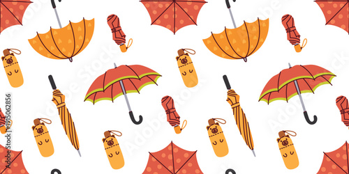 Set of thirteen 5 hand drawn umbrella stickers in various bright colors. Includes open and closed versions ideal for scrapbooking, seasonal weather tracking, and digital art.