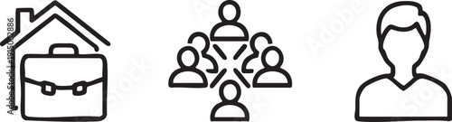 Hybrid Work Coworking Employee Modern Office Icons