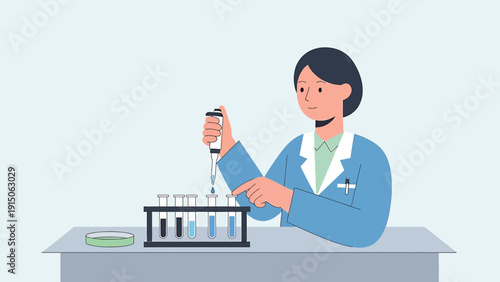 Scientist Pipetting Liquid into Test Tubes in Laboratory for Medical Research