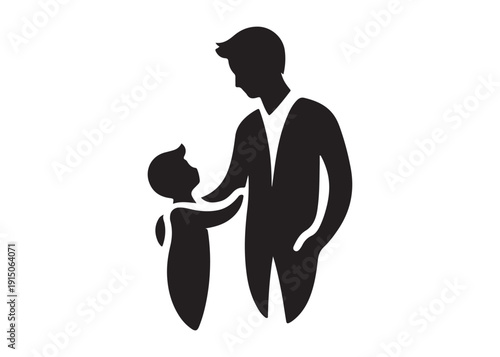 father's with children logo silhouette vector, fatherhood silhouette vector illustration, father and son logo silhouette, happy fathers day logo vector silhouette on white background
