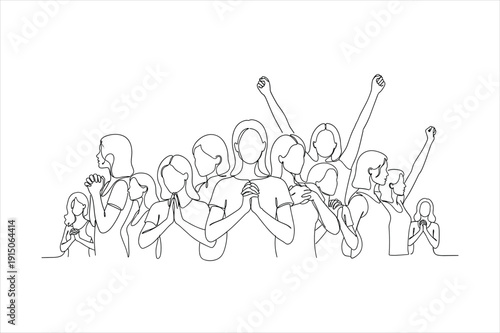 Group of people celebrating together with raised fists and clapping hands in unity