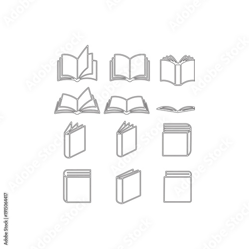 Line Art Book Icons Collection for Education and Knowledge