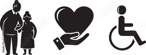 Old Couple Senior Care Elder Health Icons