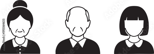 Old Woman Senior Man Woman Family Icons