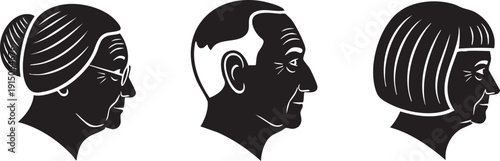 Senior Man Woman Old Woman Family Icons