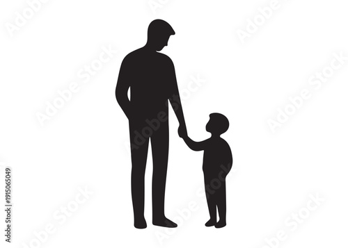 father's with children logo silhouette vector, fatherhood silhouette vector illustration, father and son logo silhouette, happy fathers day logo vector silhouette on white background