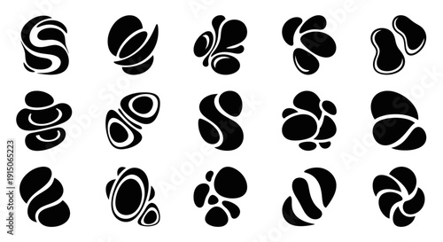 Abstract Organic Black Shapes Collection, Modern Graphic Design Elements