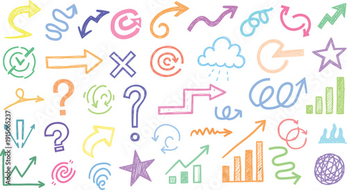 Colorful collection of various symbols and icons