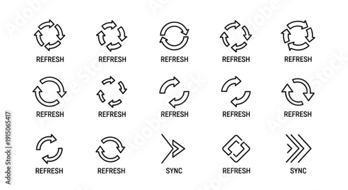 Grunge Refresh and Sync Icons Set for Web and UI Design Elements